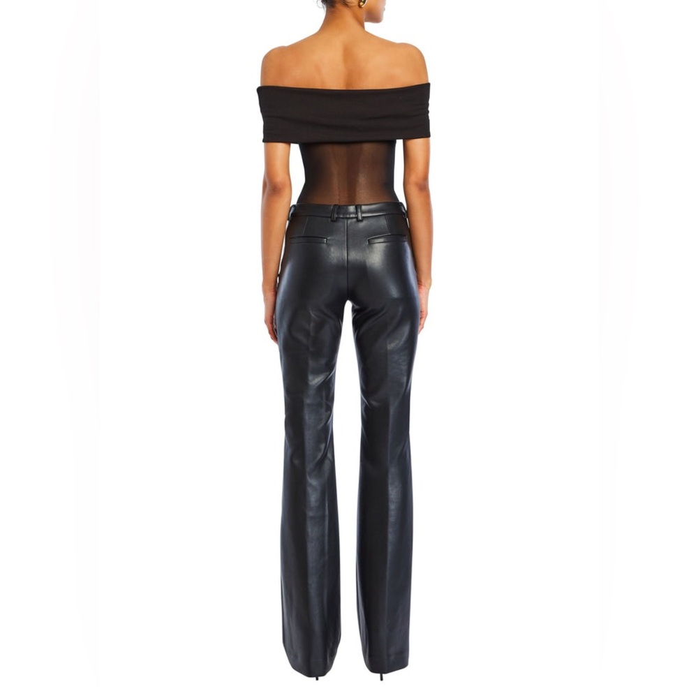 SER.O.YA Ronja Vegan Leather Trouser Black Flare Pants 4621-14 Size 2 NWT - Picture 2 of 16